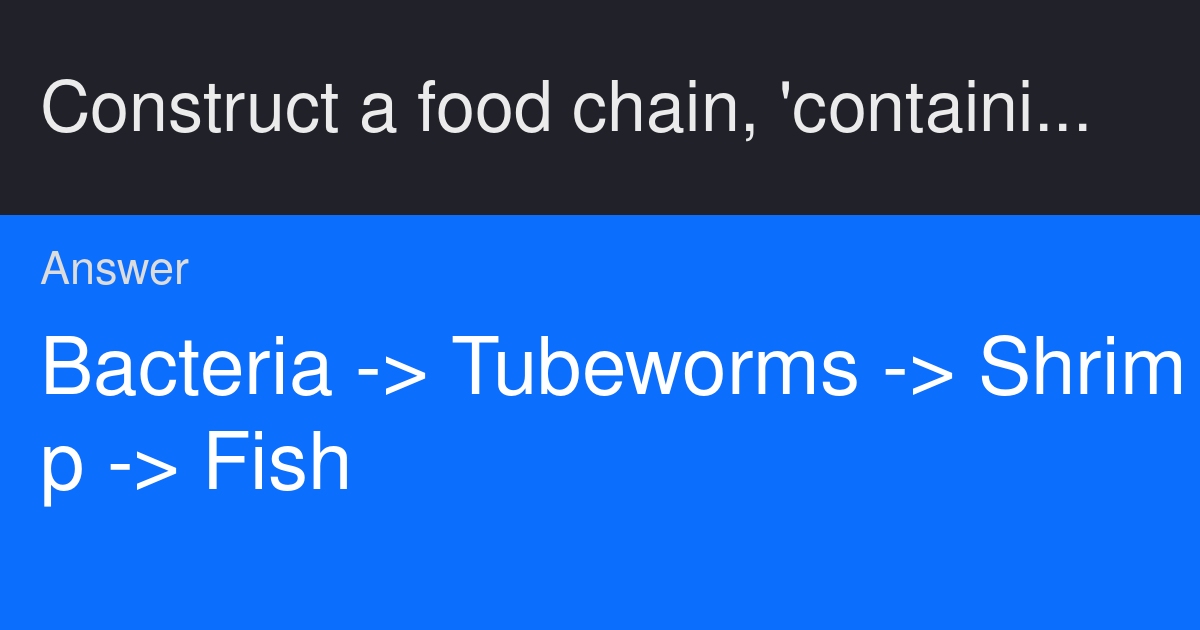 Construct a food chain, 